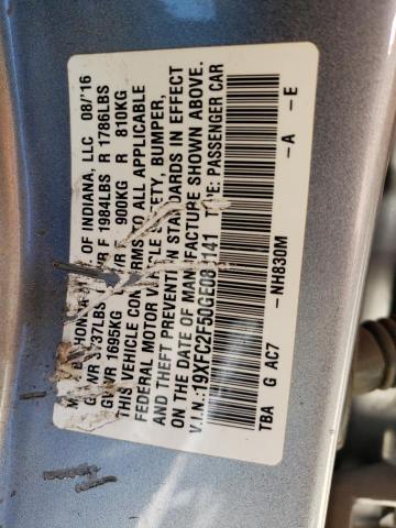 19XFC2F50GE083141 - 2016 HONDA CIVIC LX SILVER photo 12