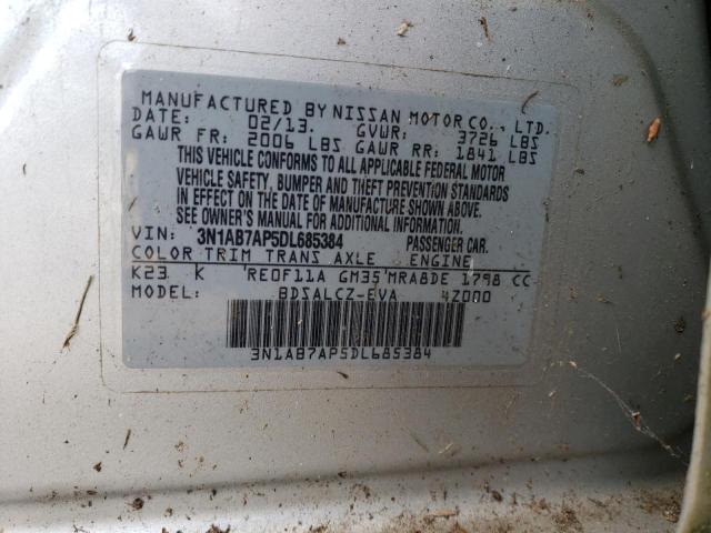 3N1AB7AP5DL685384 - 2013 NISSAN SENTRA S SILVER photo 12