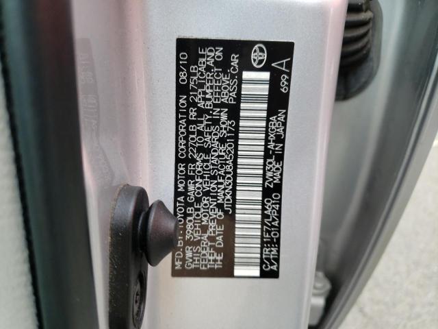 JTDKN3DU8A5201173 - 2010 TOYOTA PRIUS SILVER photo 12