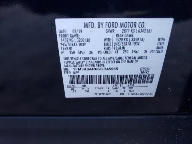 1FM5K8AR6KGB45965 - 2019 FORD EXPLORER POLICE INTERCEPTOR TWO TONE photo 13