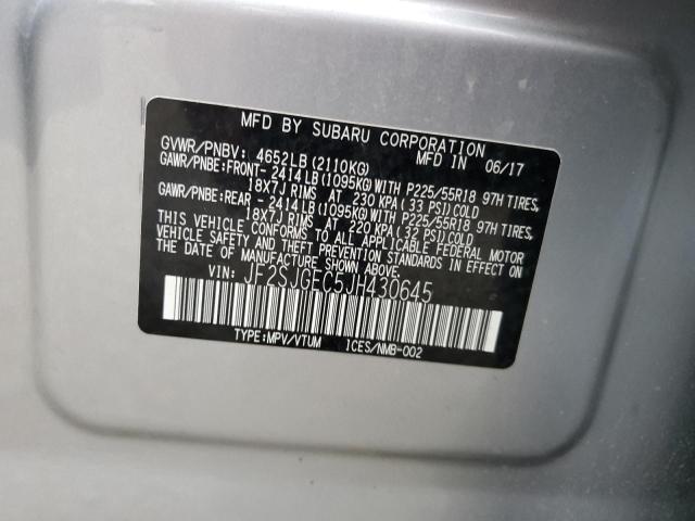 JF2SJGEC5JH430645 - 2018 SUBARU FORESTER 2.0XT PREMIUM SILVER photo 13