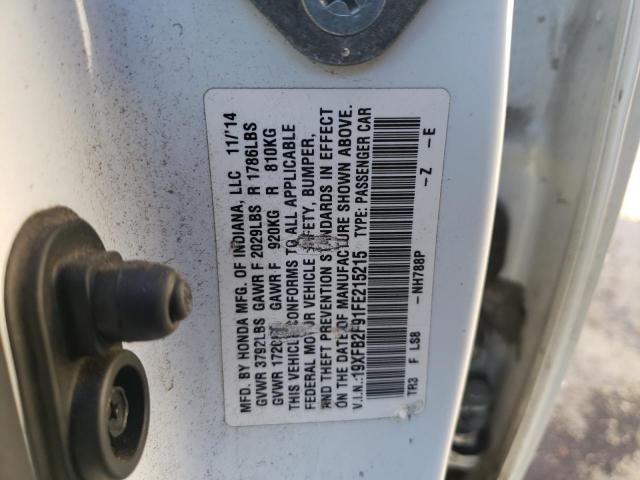 19XFB2F91FE215215 - 2015 HONDA CIVIC EXL Ağ foto 12