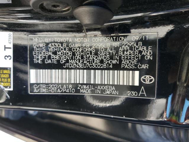 JTDZN3EU7C3022814 - 2012 TOYOTA PRIUS V BLACK photo 12