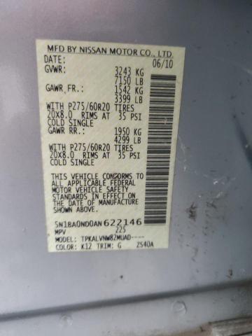 5N1BA0ND0AN622146 - 2010 NISSAN ARMADA SE SILVER photo 14