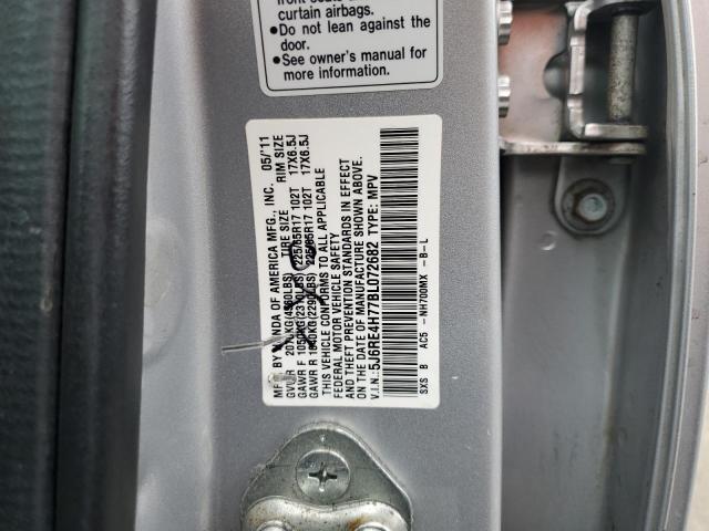 5J6RE4H77BL072682 - 2011 HONDA CR-V EXL SILVER photo 14