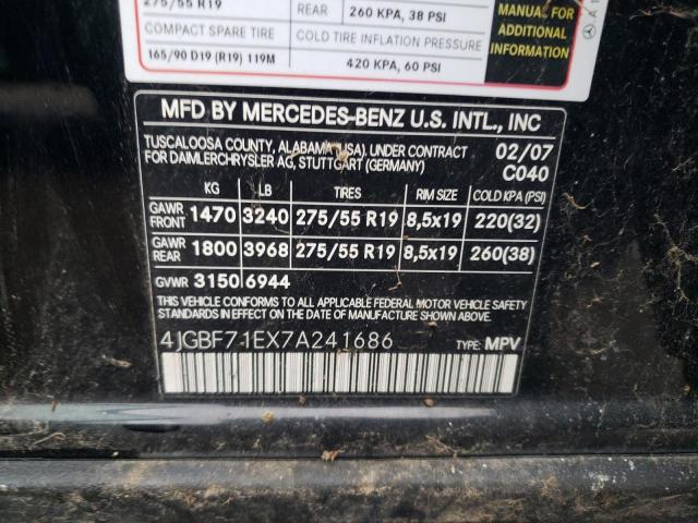 4JGBF71EX7A241686 - 2007 MERCEDES-BENZ GL 450 4MATIC BLACK photo 13