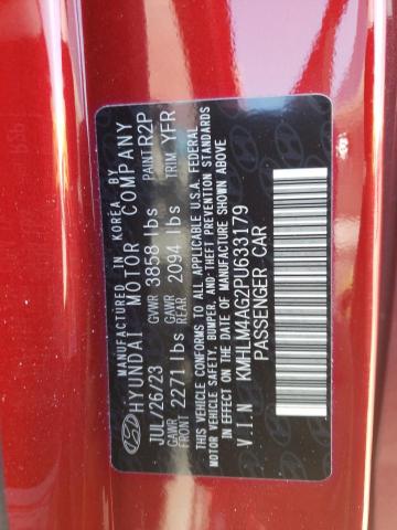 KMHLM4AG2PU633179 - 2023 HYUNDAI ELANTRA SEL RED photo 12