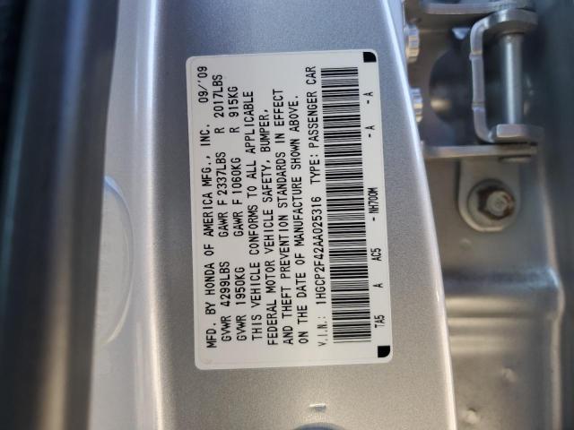 1HGCP2F42AA025316 - 2010 HONDA ACCORD LXP SILVER photo 13