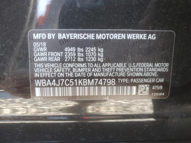 WBA4J7C51KBM74798 - 2019 BMW 440XI GRAN COUPE CHARCOAL photo 13