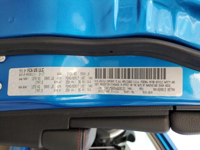 1C4PJMBB3HW626121 - 2017 JEEP CHEROKEE TRAILHAWK BLUE photo 13