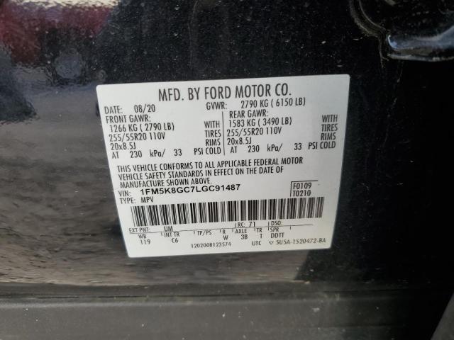 1FM5K8GC7LGC91487 - 2020 FORD EXPLORER ST BROWN photo 13