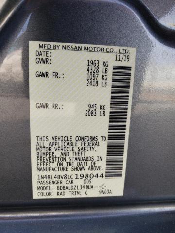 1N4BL4BV8LC198044 - 2020 NISSAN ALTIMA S GRAY photo 12