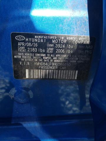 KMHD84LF9HU166650 - 2017 HYUNDAI ELANTRA SE BLUE photo 12