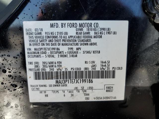 MAJ3P1TE7JC199186 - 2018 FORD ECOSPORT SE BLACK photo 13