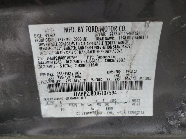 1FAHP2J80JG107594 - 2018 FORD TAURUS LIMITED GRAY photo 12