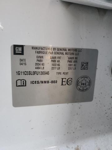 1G11C5SL0FU136946 - 2015 CHEVROLET MALIBU 1LT Biały zdjęcie 13