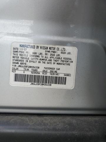 JNKAJ09F28M354338 - 2008 INFINITI EX35 BASE Արծաթագույն լուսանկար 12
