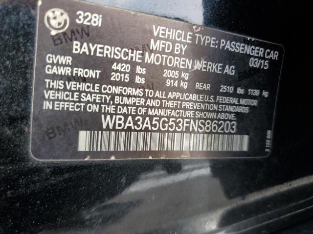 WBA3A5G53FNS86203 - 2015 BMW 328 I BLACK photo 12