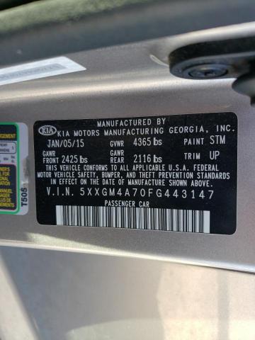 5XXGM4A70FG443147 - 2015 KIA OPTIMA LX SILVER photo 12