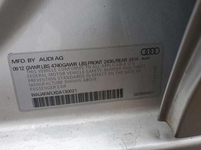 WAUAFAFLXDA130021 - 2013 AUDI A4 PREMIUM SILVER photo 13