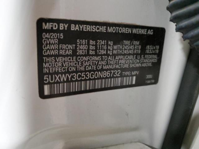 5UXWY3C53G0N86732 - 2016 BMW X3 XDRIVE28D WHITE photo 12
