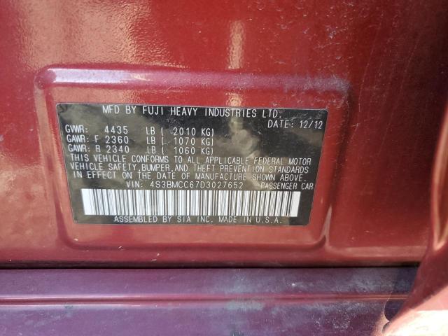 4S3BMCC67D3027652 - 2013 SUBARU LEGACY 2.5I PREMIUM RED photo 12