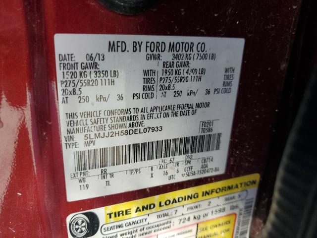 5LMJJ2H58DEL07933 - 2013 LINCOLN NAVIGATOR 红色 照片 12