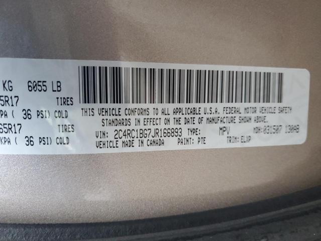 2C4RC1BG7JR166893 - 2018 CHRYSLER PACIFICA TOURING L TAN photo 13