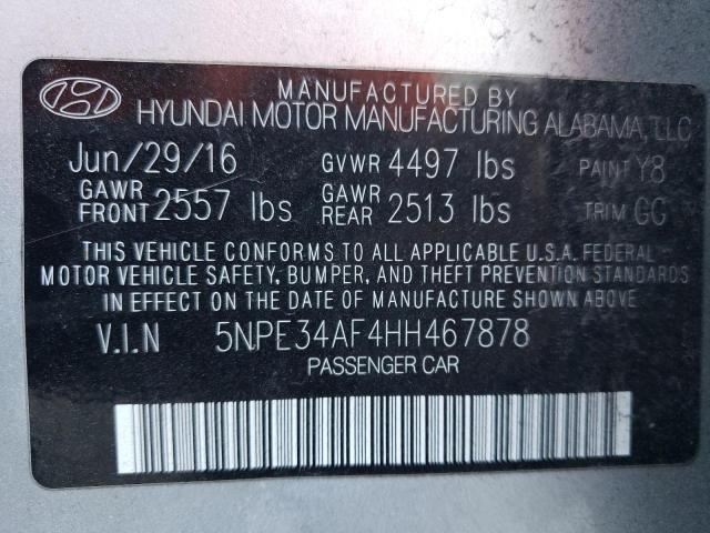 5NPE34AF4HH467878 - 2017 HYUNDAI SONATA SPORT SILVER photo 12