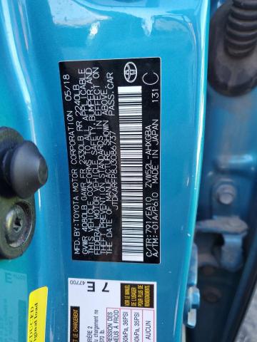 JTDKARFP8J3086737 - 2018 TOYOTA PRIUS PRIM 蓝色 照片 12