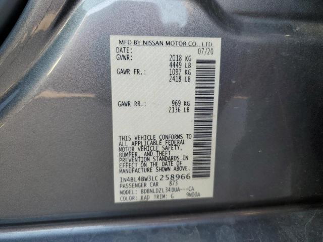 1N4BL4BW3LC258966 - 2020 NISSAN ALTIMA S GRAY photo 13