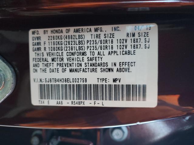 5J8TB4H38EL002759 - 2014 ACURA RDX MAROON photo 13