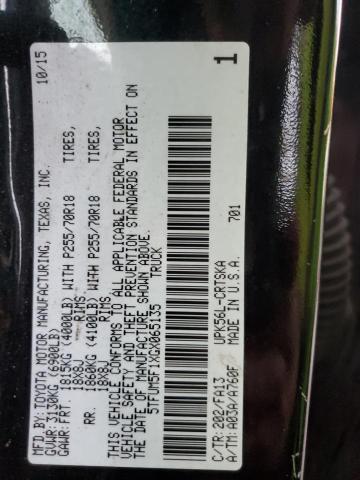 5TFUM5F1XGX065135 - 2016 TOYOTA TUNDRA DOUBLE CAB SR/SR5 BLACK photo 12