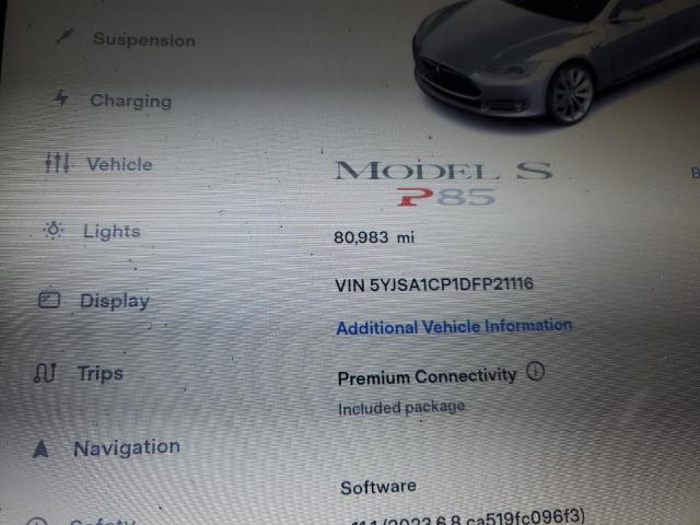 5YJSA1CP1DFP21116 - 2013 TESLA MODEL S Արծաթագույն լուսանկար 9