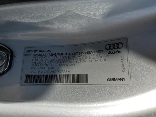 WAUDK78T29A037235 - 2009 AUDI A5 QUATTRO SILVER photo 12