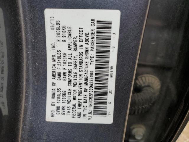 1HGCR2F30DA235080 - 2013 HONDA ACCORD LX GRAY photo 12