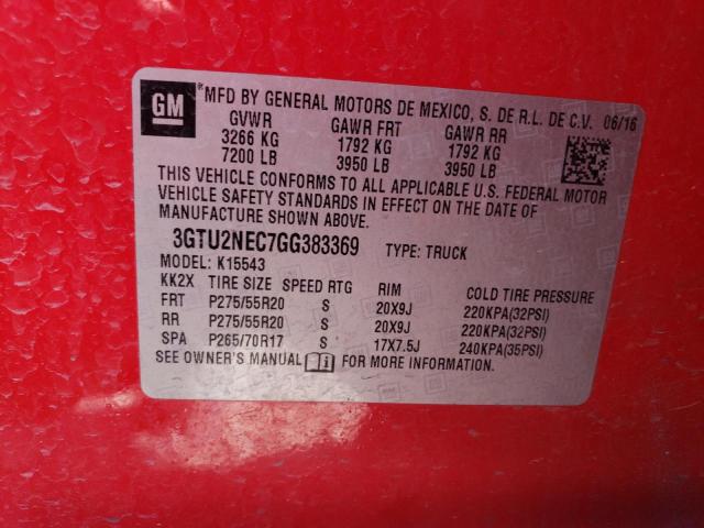 3GTU2NEC7GG383369 - 2016 GMC SIERRA K1500 SLT RED photo 12