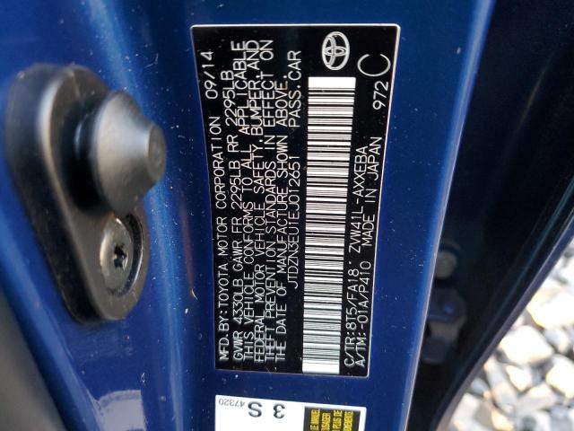 JTDZN3EU1EJ012651 - 2014 TOYOTA PRIUS V BLUE photo 12