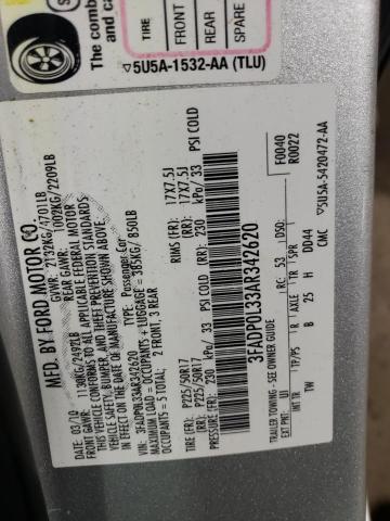 3FADP0L33AR342620 - 2010 FORD FUSION HYBRID SILVER photo 13