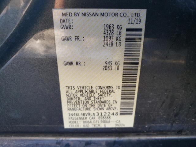 1N4BL4BV9LN312248 - 2020 NISSAN ALTIMA S GRAY photo 13