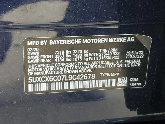 5UXCX6C07L9C42678 - 2020 BMW X7 M50I BLUE photo 13