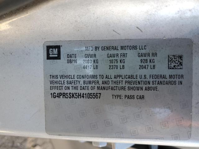 1G4PR5SK5H4105567 - 2017 BUICK VERANO SPORT TOURING SILVER photo 12