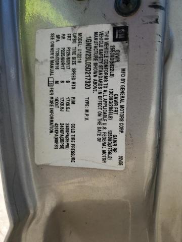 1GNDV23L05D217320 - 2005 CHEVROLET UPLANDER LS SILVER photo 13