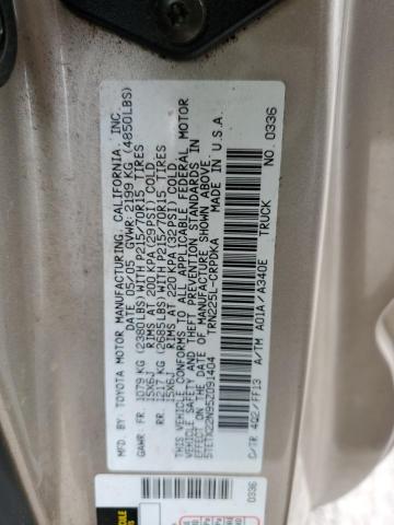 5TETX22N95Z091404 - 2005 TOYOTA TACOMA ACCESS CAB ბეჟი ფოტო 12