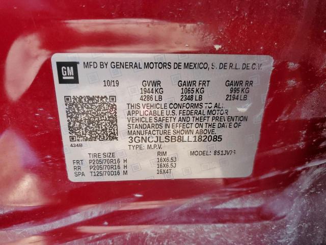 3GNCJLSB8LL182085 - 2020 CHEVROLET TRAX 1LT RED photo 13