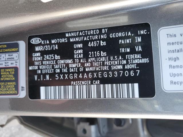 5XXGR4A6XEG337067 - 2014 KIA OPTIMA SX SILVER photo 13