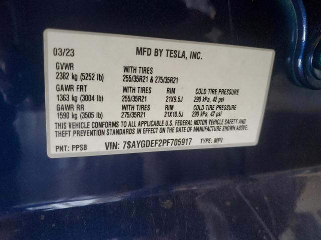 7SAYGDEF2PF705917 - 2023 TESLA MODEL Y BLUE photo 14