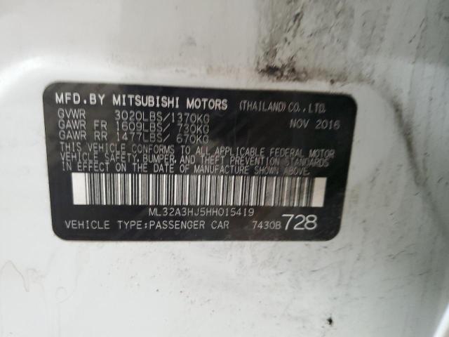 ML32A3HJ5HH015419 - 2017 MITSUBISHI MIRAGE ES WHITE photo 13