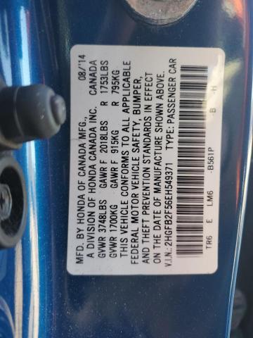 2HGFB2F56EH549371 - 2014 HONDA CIVIC LX BLUE photo 12