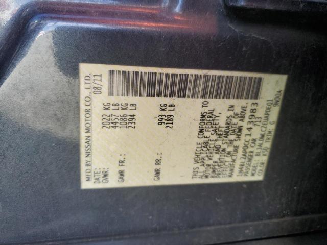 1N4BL2AP0CC143983 - 2012 NISSAN ALTIMA SR GRAY photo 12